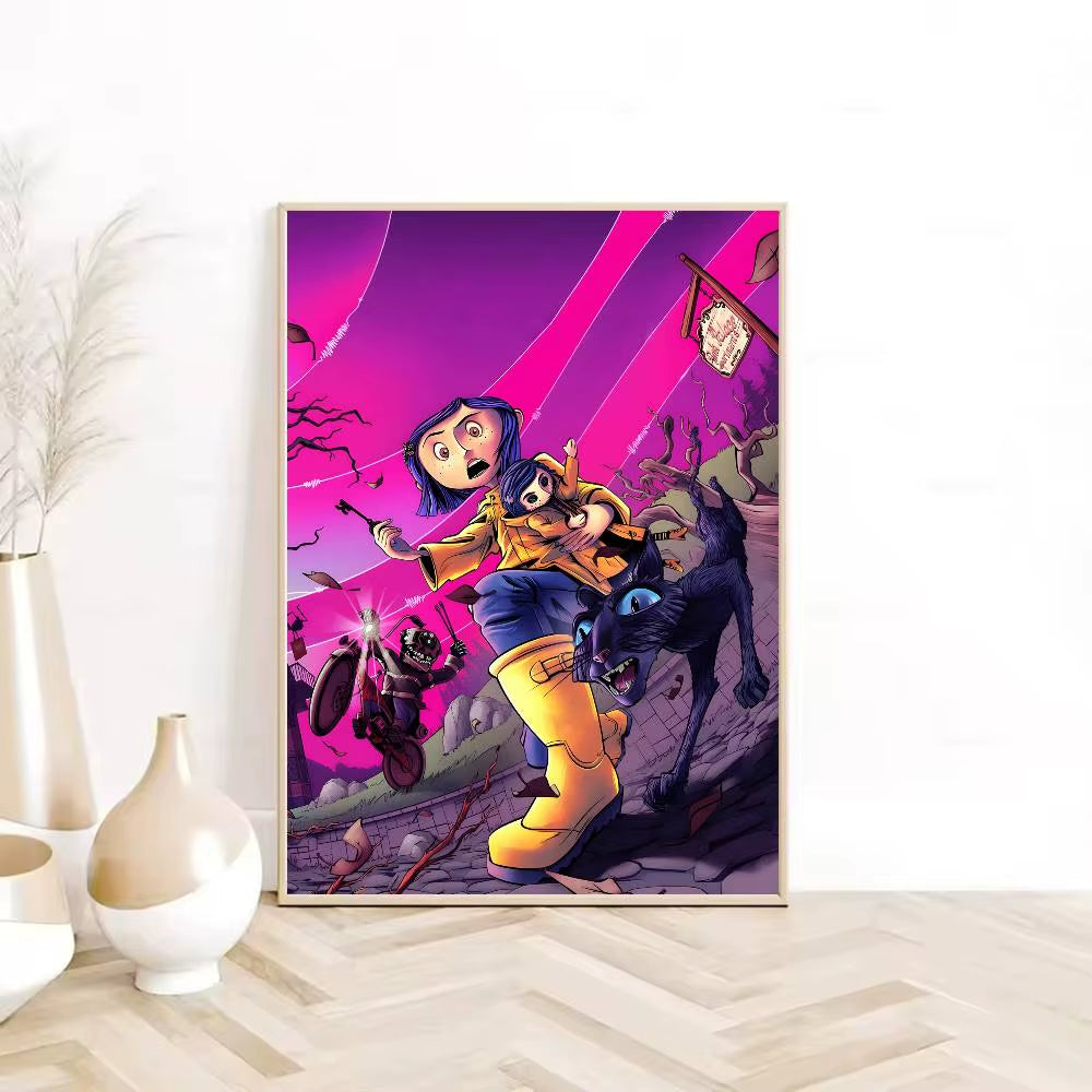 Anime Movie C-Coraline Poster HD Sticky Wall Waterproof Home Living Room Bedroom Dorm Bar Aesthetic Decoration
