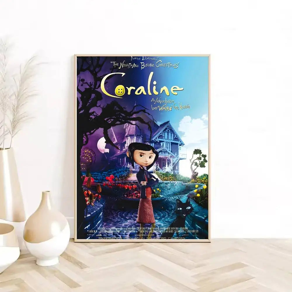 Anime Movie C-Coraline Poster HD Sticky Wall Waterproof Home Living Room Bedroom Dorm Bar Aesthetic Decoration