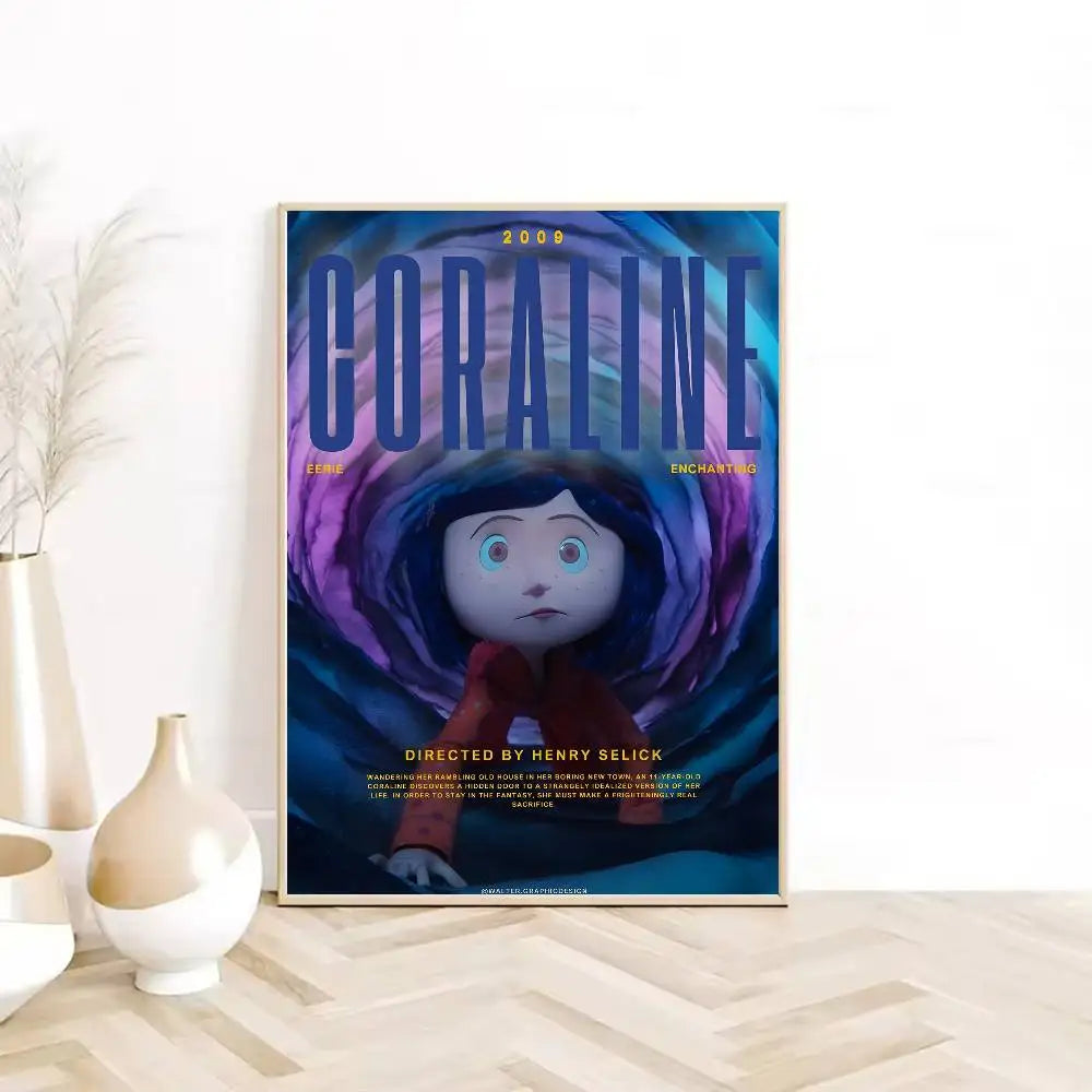 Anime Movie C-Coraline Poster HD Sticky Wall Waterproof Home Living Room Bedroom Dorm Bar Aesthetic Decoration