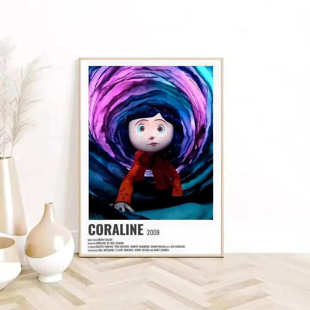 Anime Movie C-Coraline Poster HD Sticky Wall Waterproof Home Living Room Bedroom Dorm Bar Aesthetic Decoration