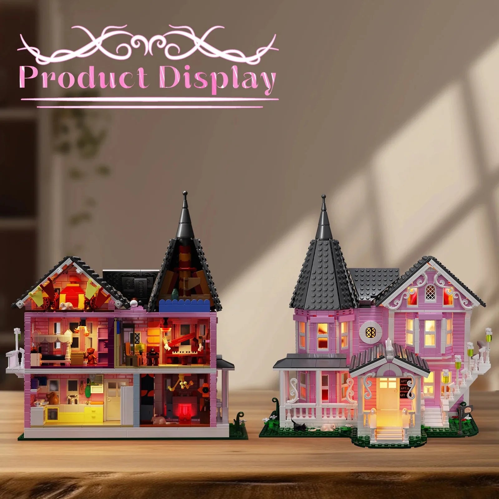 1349 PCS Coralines Building Block Set Pink Palace Model Apartment Ideas Movie Architecture Toy for Boys and Girls Christmas Gift