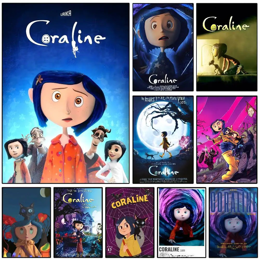 Anime Movie C-Coraline Poster HD Sticky Wall Waterproof Home Living Room Bedroom Dorm Bar Aesthetic Decoration